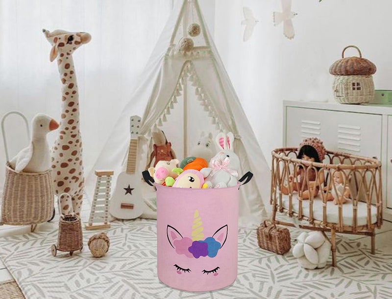 DUYIY Round Laundry Hamper Storage Basket Laundry Organizer Hamper Storage Bins Clothes and Toys Box Nursery Hamper Gift Basket For Kids with Handles - Image 2